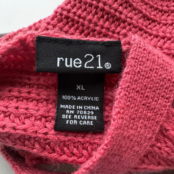 Rue21 Multicolor Striped Distressed Knit Sweater XL Fringe Hem Boho Cozy - Picture 5 of 6